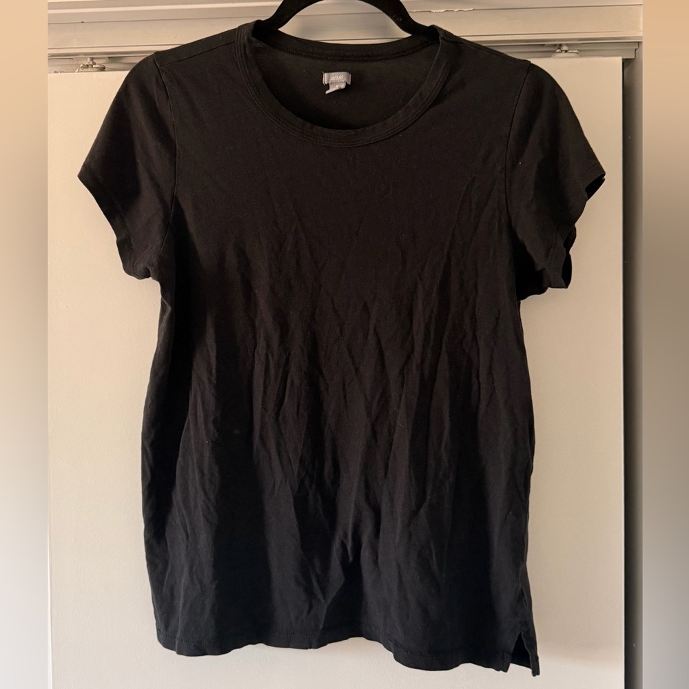 Aerie Black Crewneck Tee - Solid Black